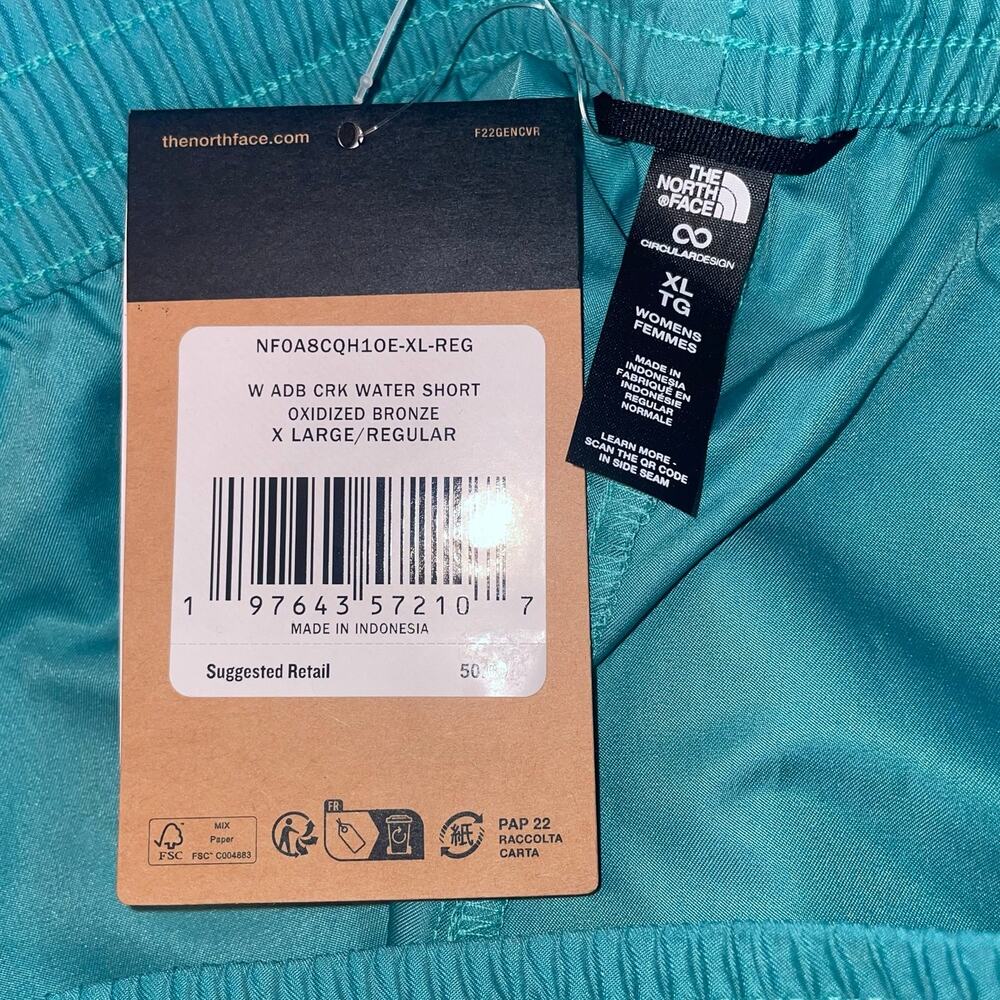 The North Face Adobe Creek Water Shorts Womens XL Blue Turquoise New Hiking Swim - Picture 4 of 8